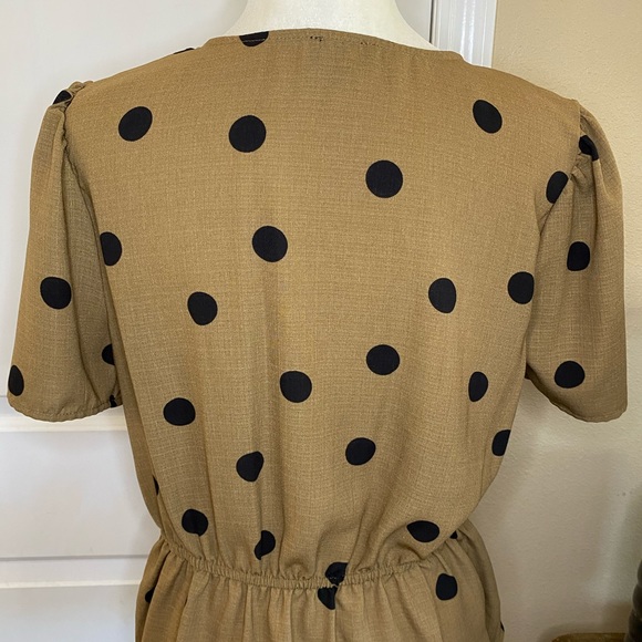 OLM Polka Dot Twist Front V Neck Blouse - Picture 9 of 11
